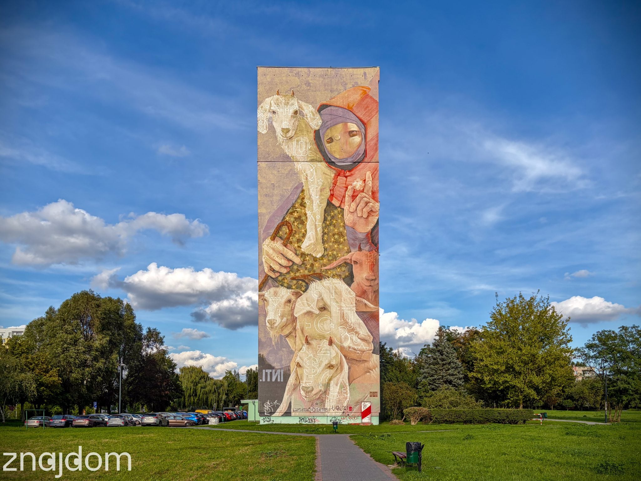 Mural na boku jednego z bloków na Retkini.