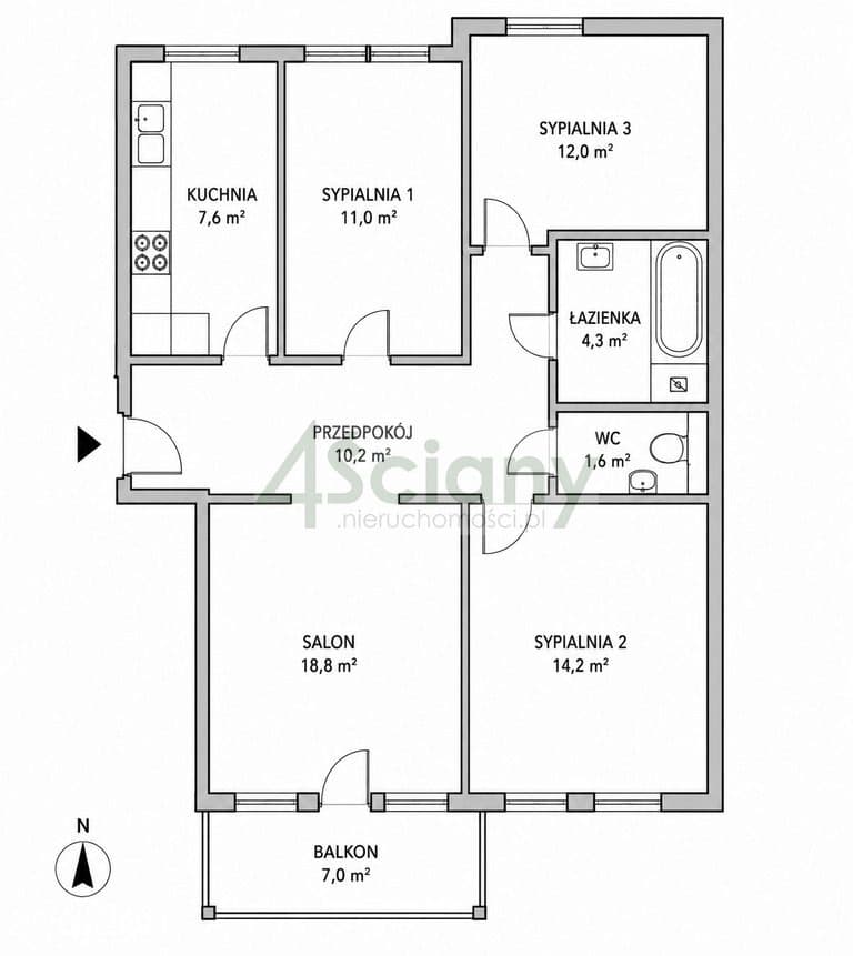 4-pokojowe mieszkanie 82 m² - zdjęcie 2