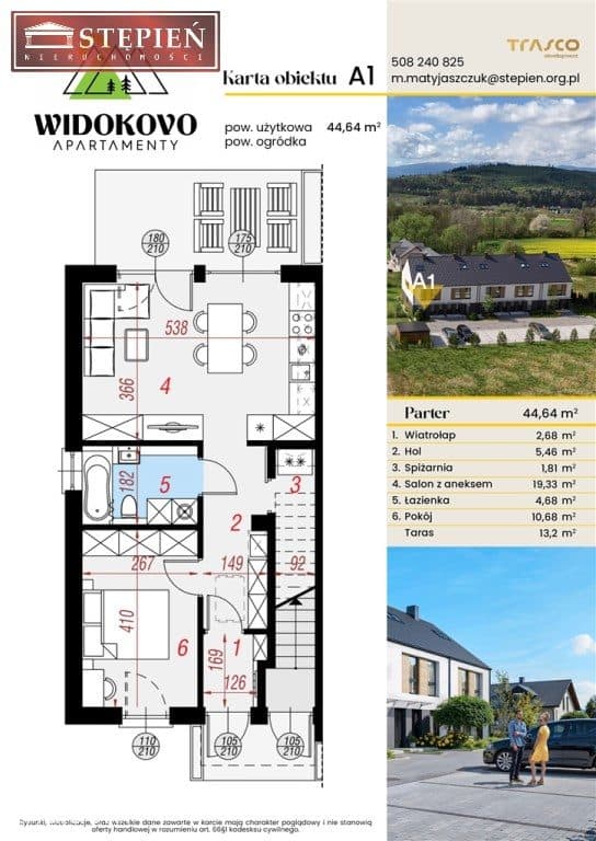 Widokovo Jeżów Sudecki M2 parter z tarasem 44,64m2 - zdjęcie 5