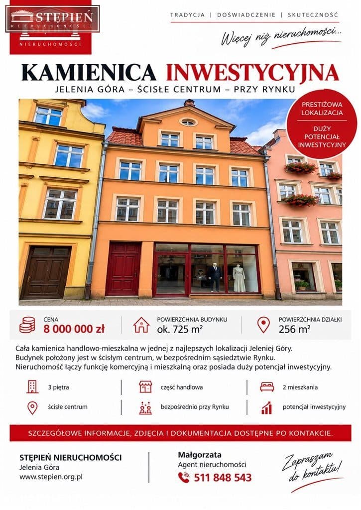 KAMIENICA INWESTYCYJNA-ŚCISŁE CENTRUM JELENIEJ GÓR