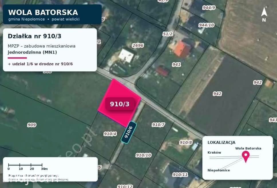 Działka budowlana 933 m2 | Pełne media | MPZP | Wola Batorska