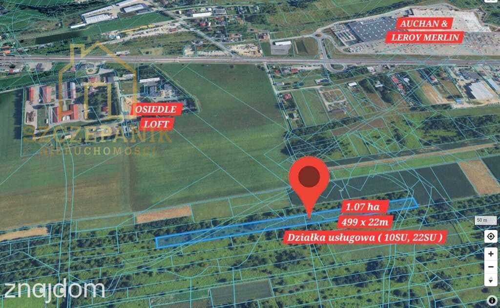 Duża działka 1,07 ha–Krasne–potencjał inwestycyjny