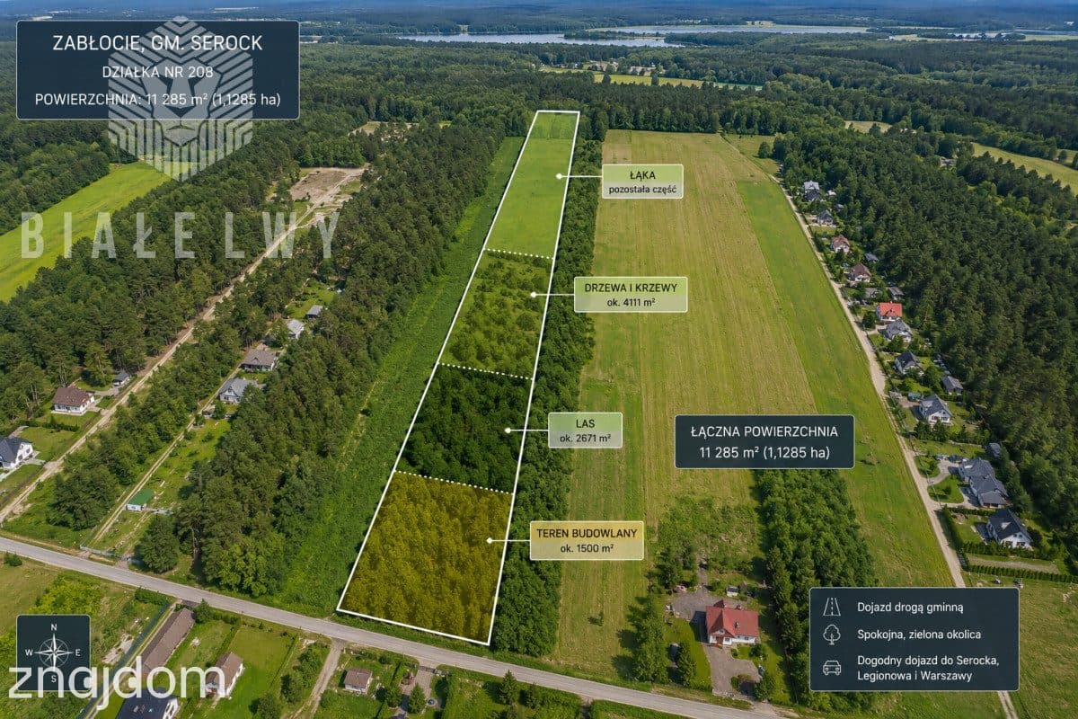 1,13 ha | Działka z częścią budowlaną | Las | Zabł