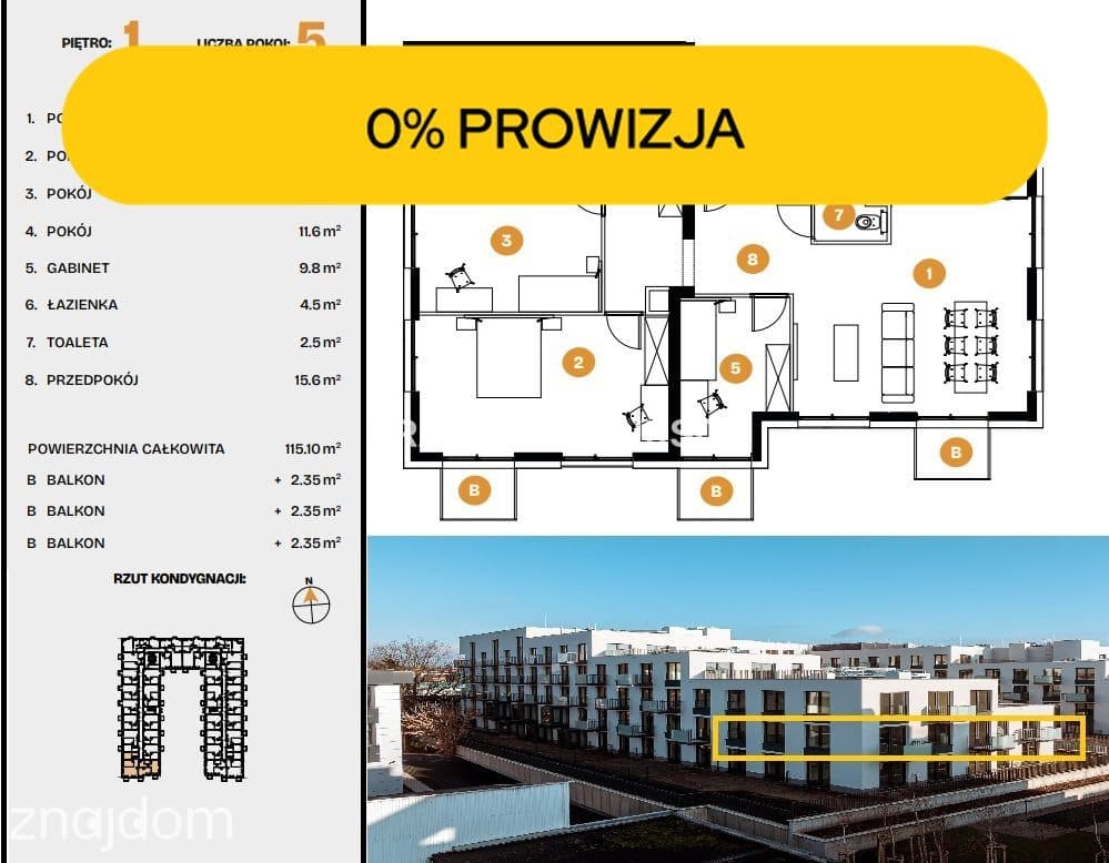 115m2 Apartament 5 pok/3 balkony Bronowice