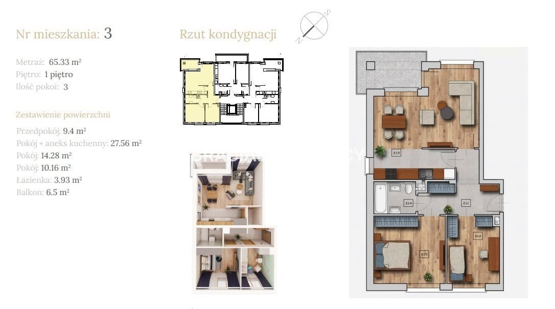 66,25 m² | 3 pokoje | Kameralne osiedle - zdjęcie 3