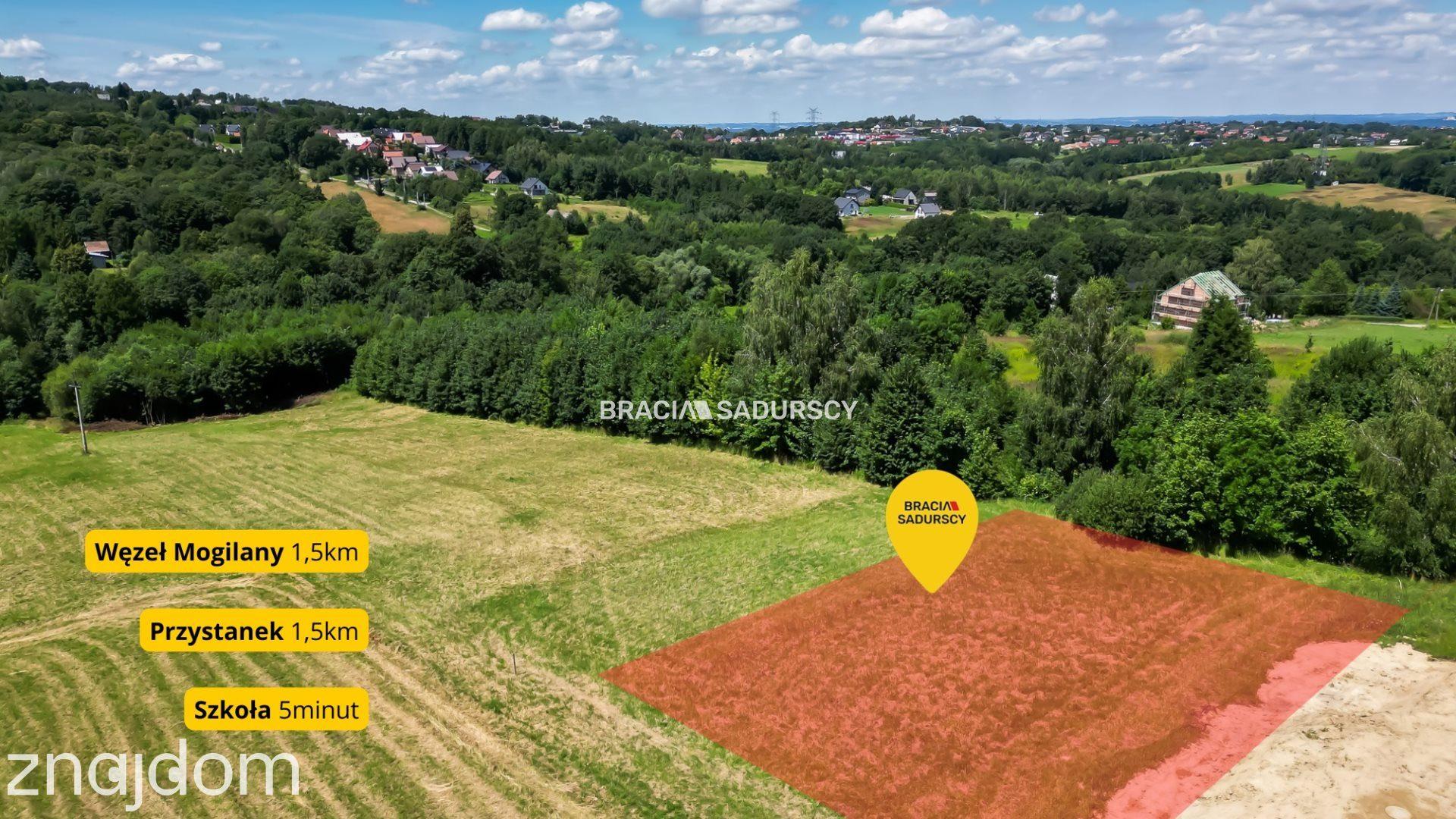 6 arów budowlanej, piękna panorama, Mogilany