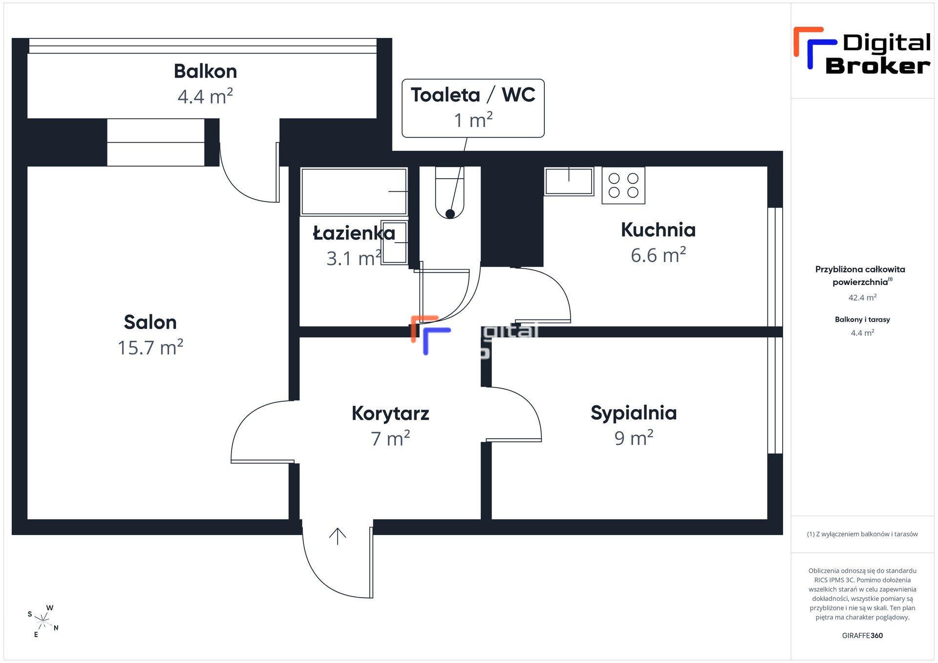 2 pokoje / 42,4 m² / Retkinia / Rozkładowe / 1 piętro / Balkon - zdjęcie 17