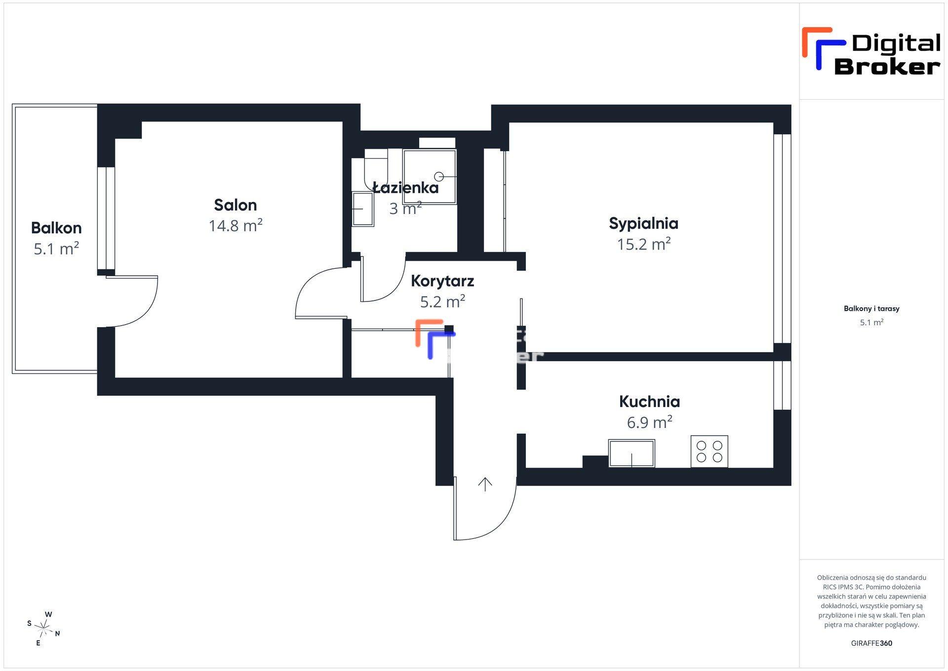 2 duże pokoje | 51,5 m² | Ostatnie piętro | Duży balkon | Łęczycka 22B - zdjęcie 12