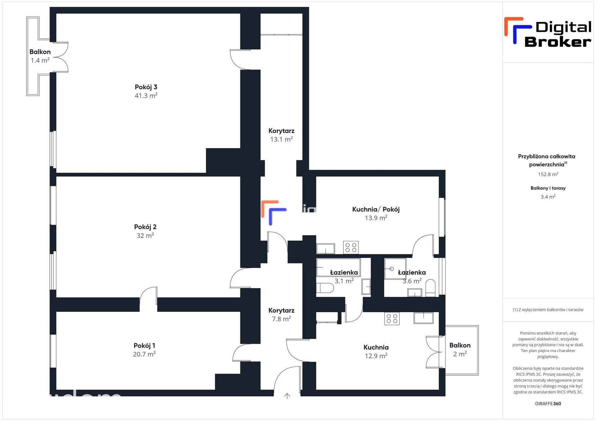 2 Balkony*1 Piętro*M.postojowe*5 Pokoi*Centrum - zdjęcie 16