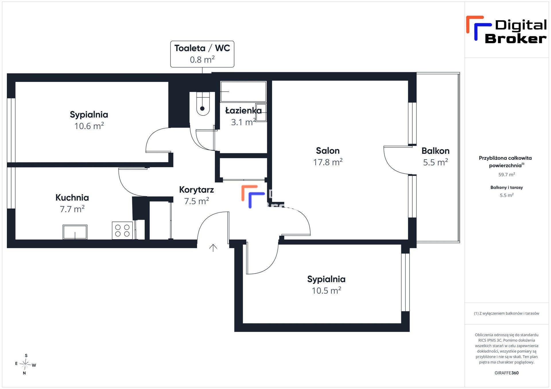 3 pokoje | 60,60 m² | Balkon | Grzegorza Przemyka - zdjęcie 19