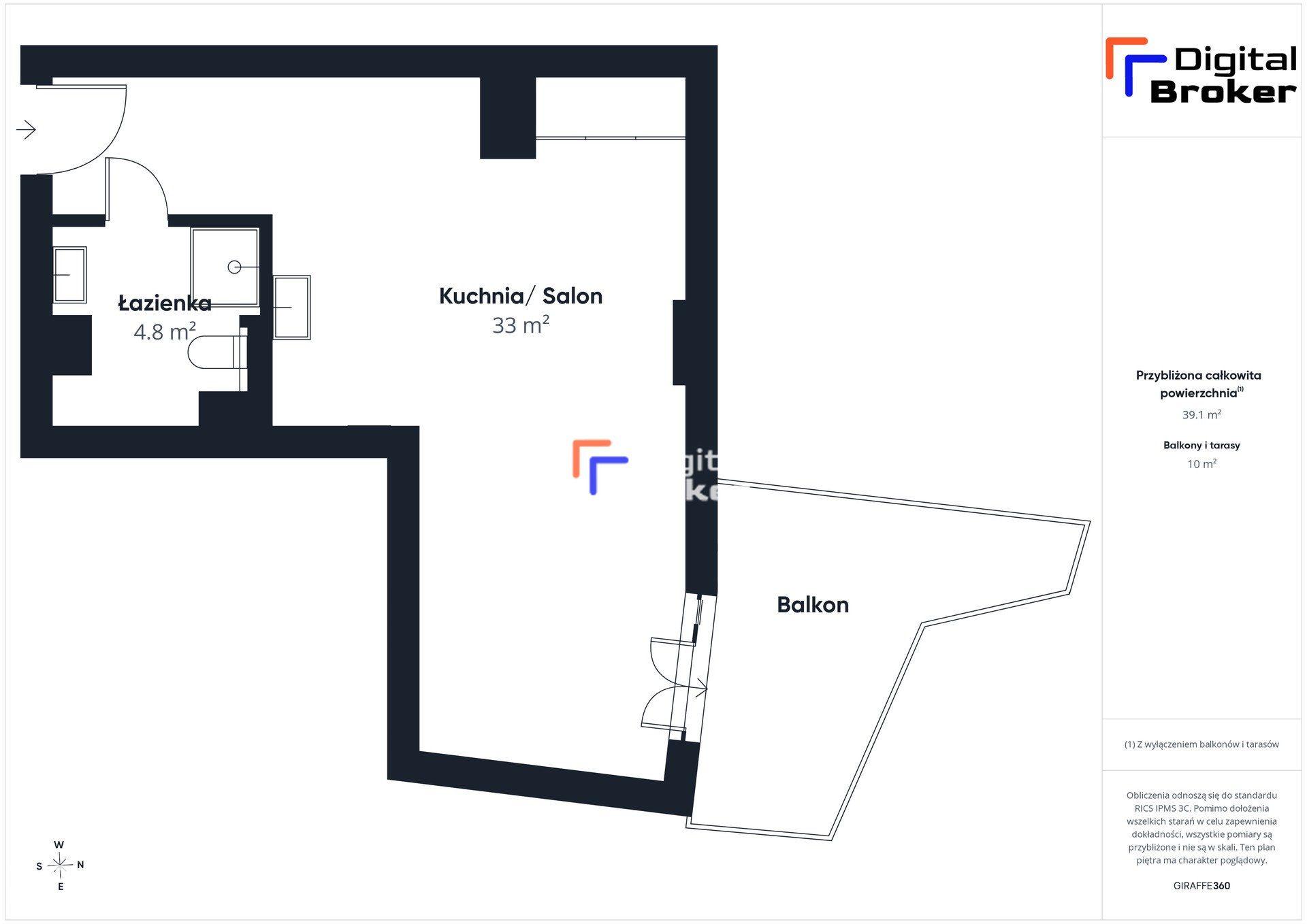Studio z loggią | Manhattan Place | Metro Wilanowska | Ostatnie piętro - zdjęcie 18