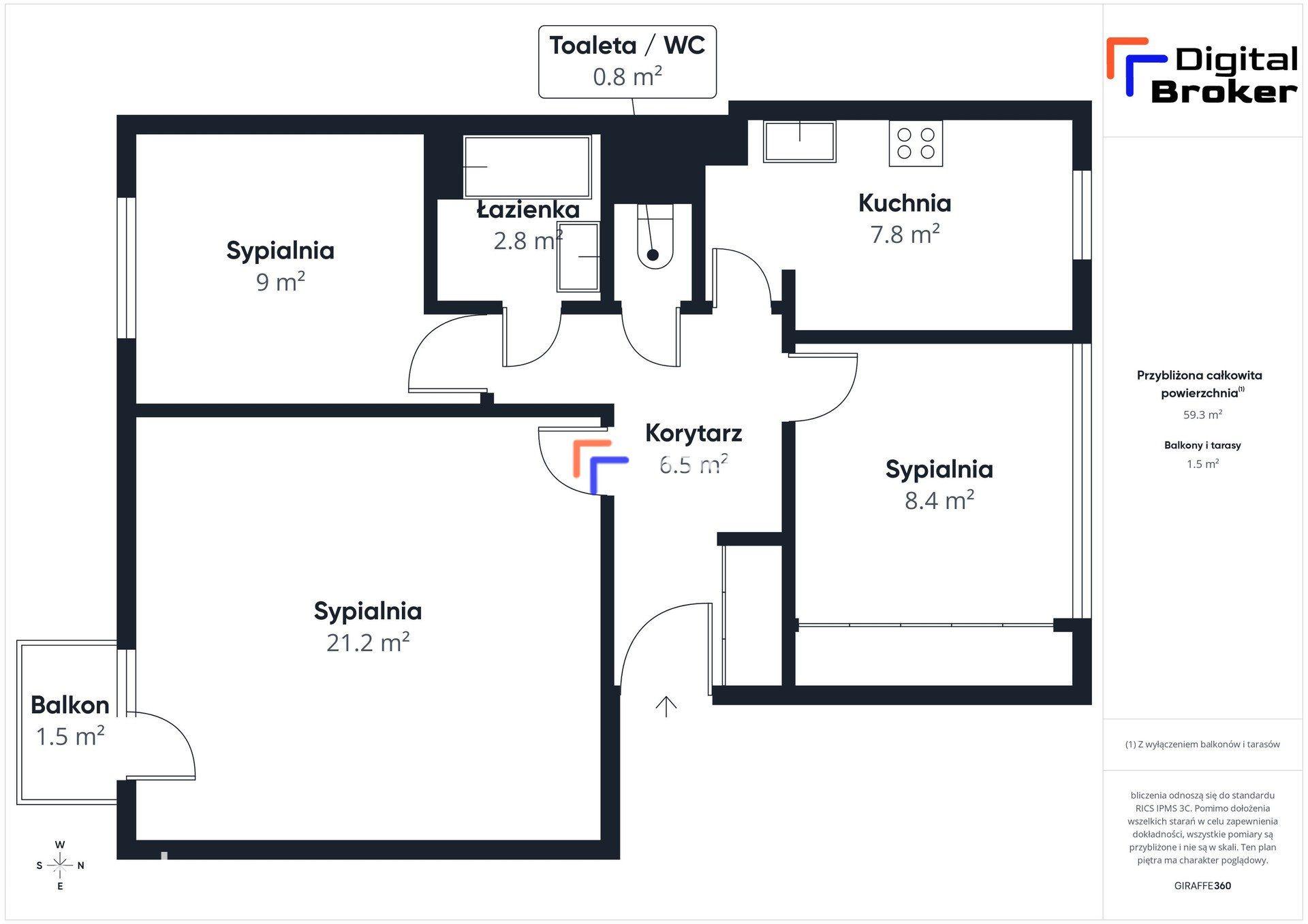 3 Pok | 59,5 m² | 10 Piętro | Balkon| Panoramiczny widok | Ul. Pigonia - zdjęcie 16