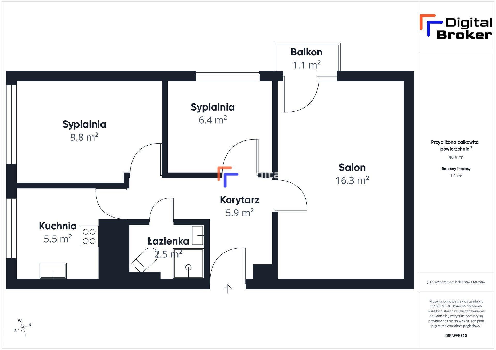 ✩ REZERWACJA ✩ 46,8 m² ✩ 3 pokoje ✩ rozkładowe - zdjęcie 18