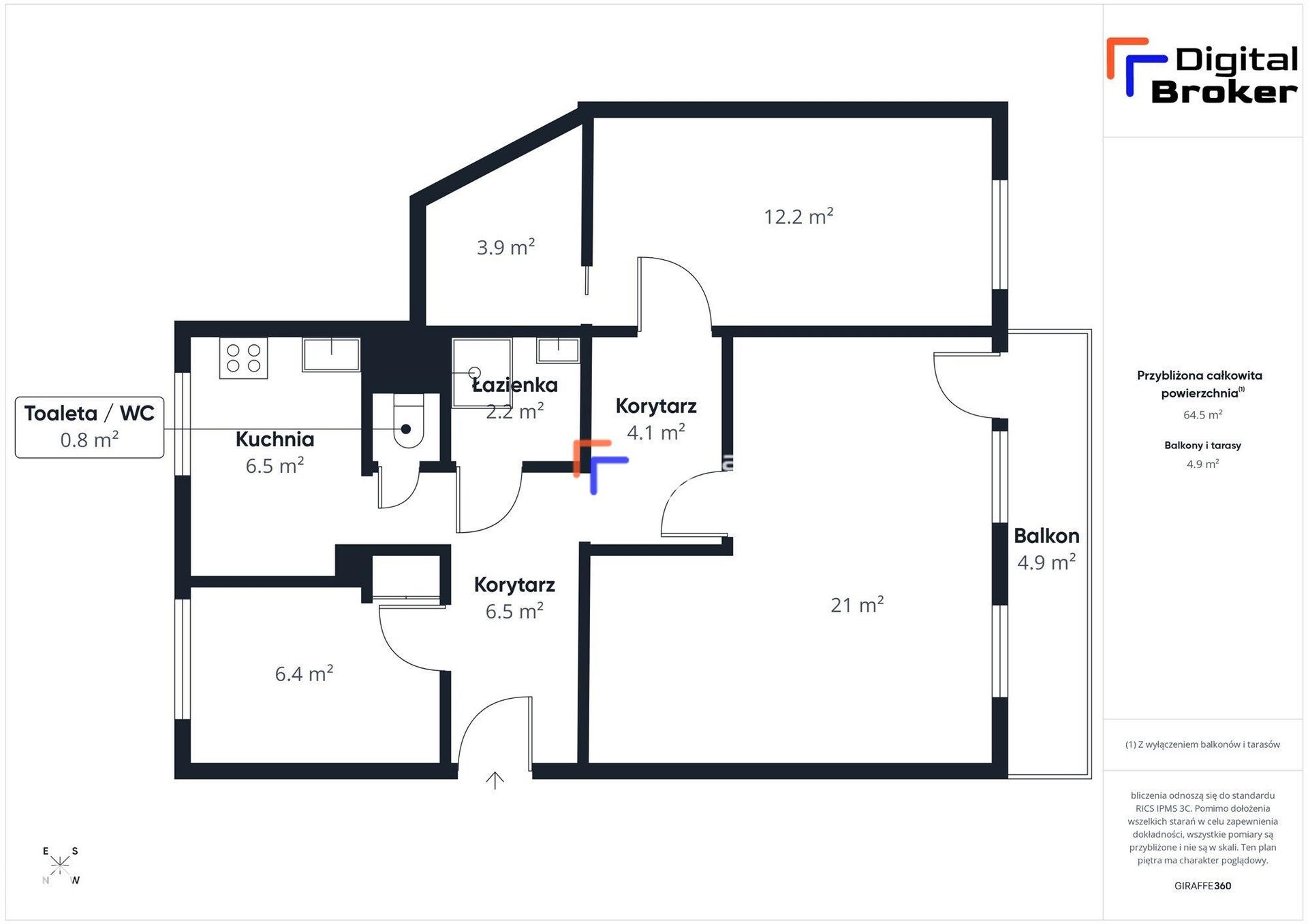 3 pokoje | 64,5 m² | balkon | Czuby | Garderoba - zdjęcie 18