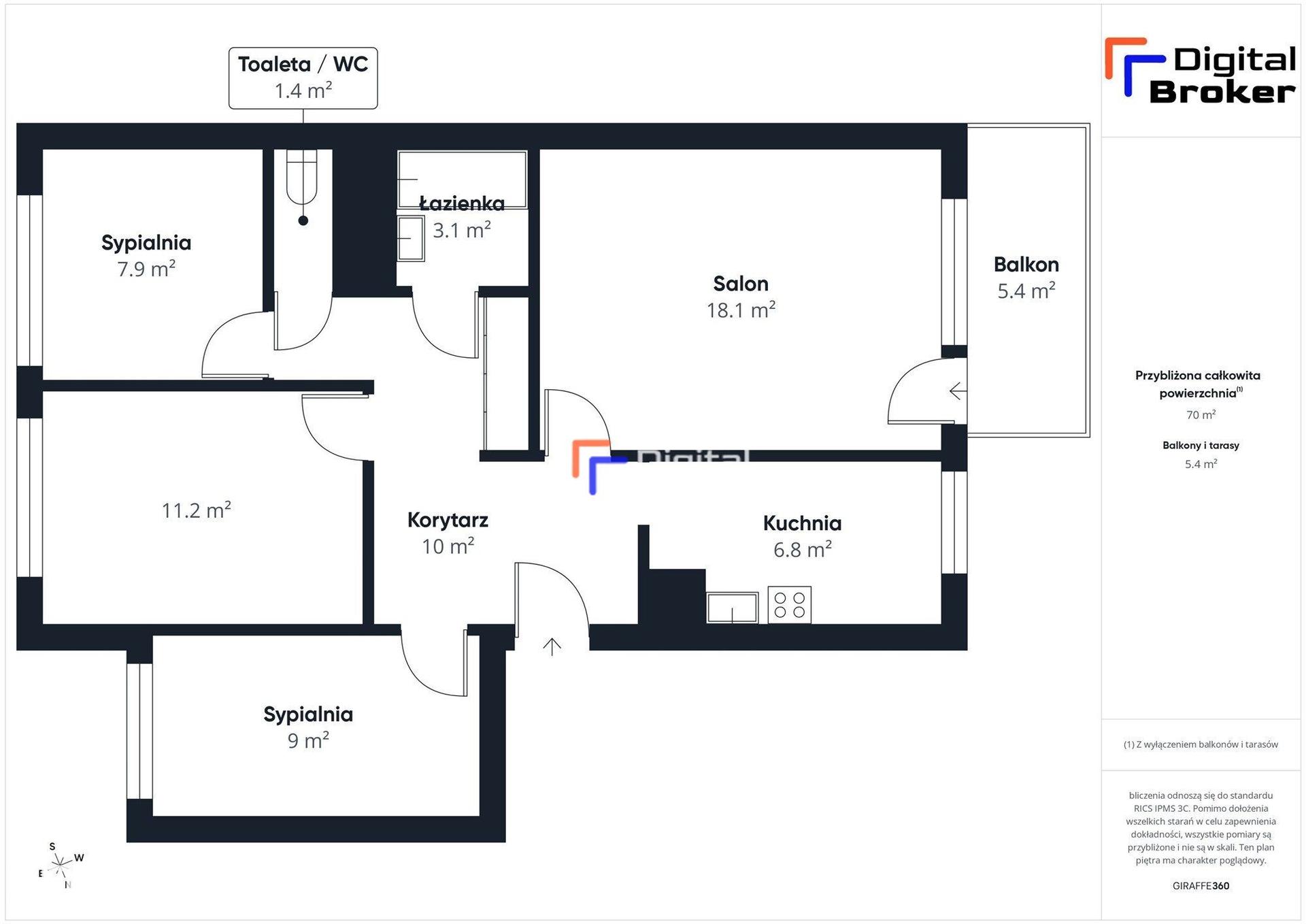 69,98 m² | 4 pokoje | Do zamieszkania | Balkon - zdjęcie 17