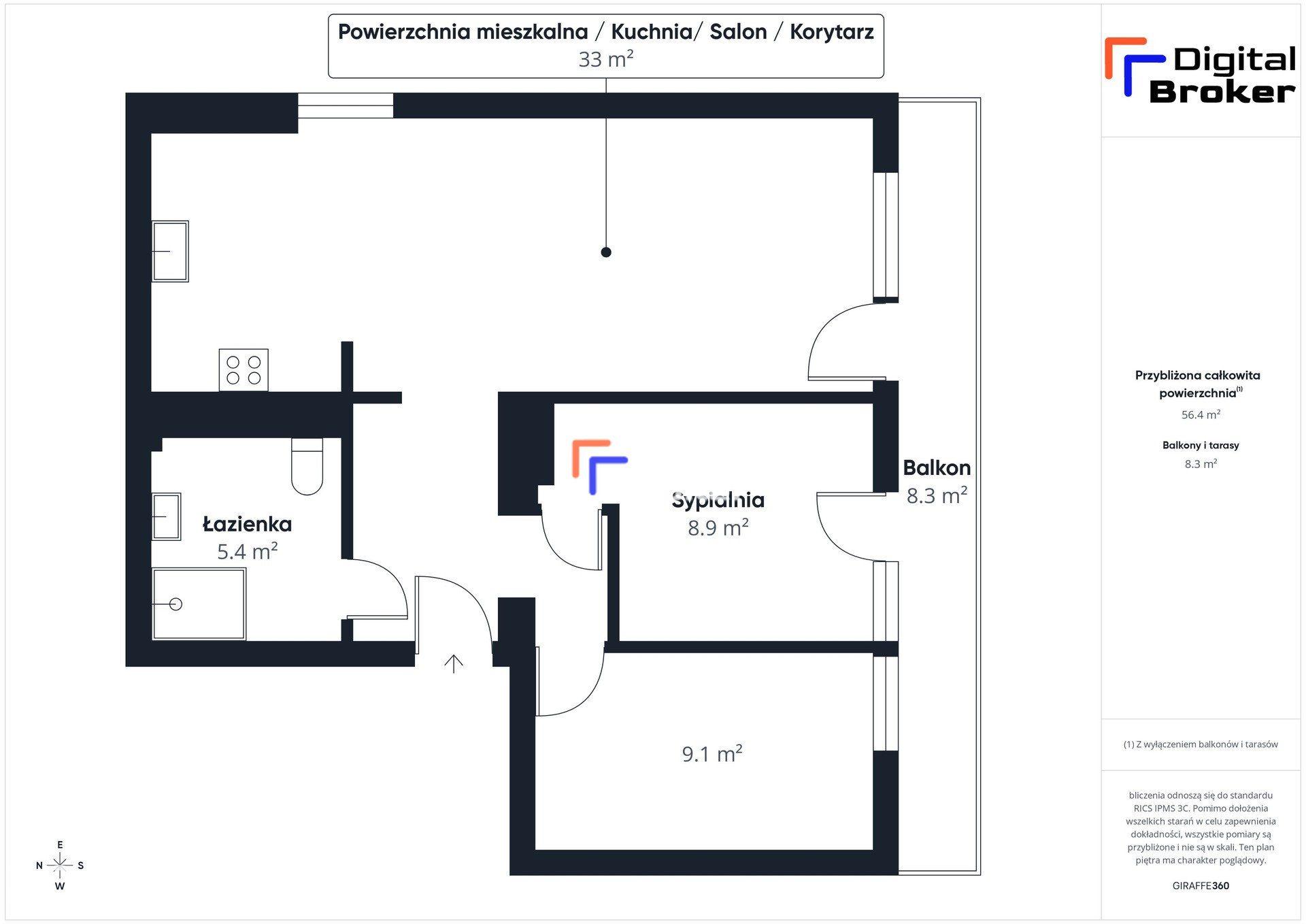 56,8m2*Unruga*Bezczynszowe*3pok*miejsce postojowe - zdjęcie 16