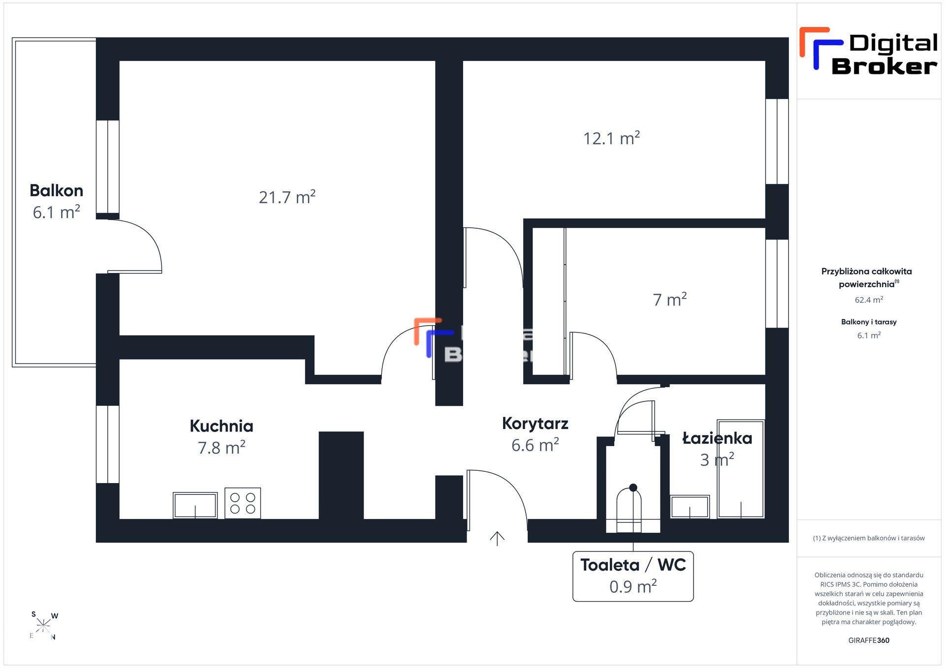 3-pok 200 m od Metra Stokłosy | 62,9 m2| Rozkładowe | KW - zdjęcie 14