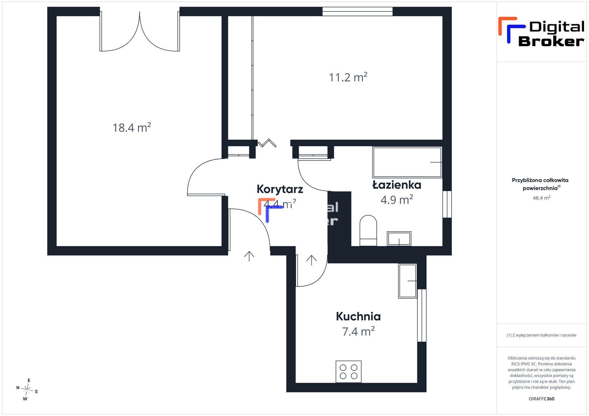 Stare Żegrze | 49 m² | 2 pokoje | I piętro | Balkon - zdjęcie 9