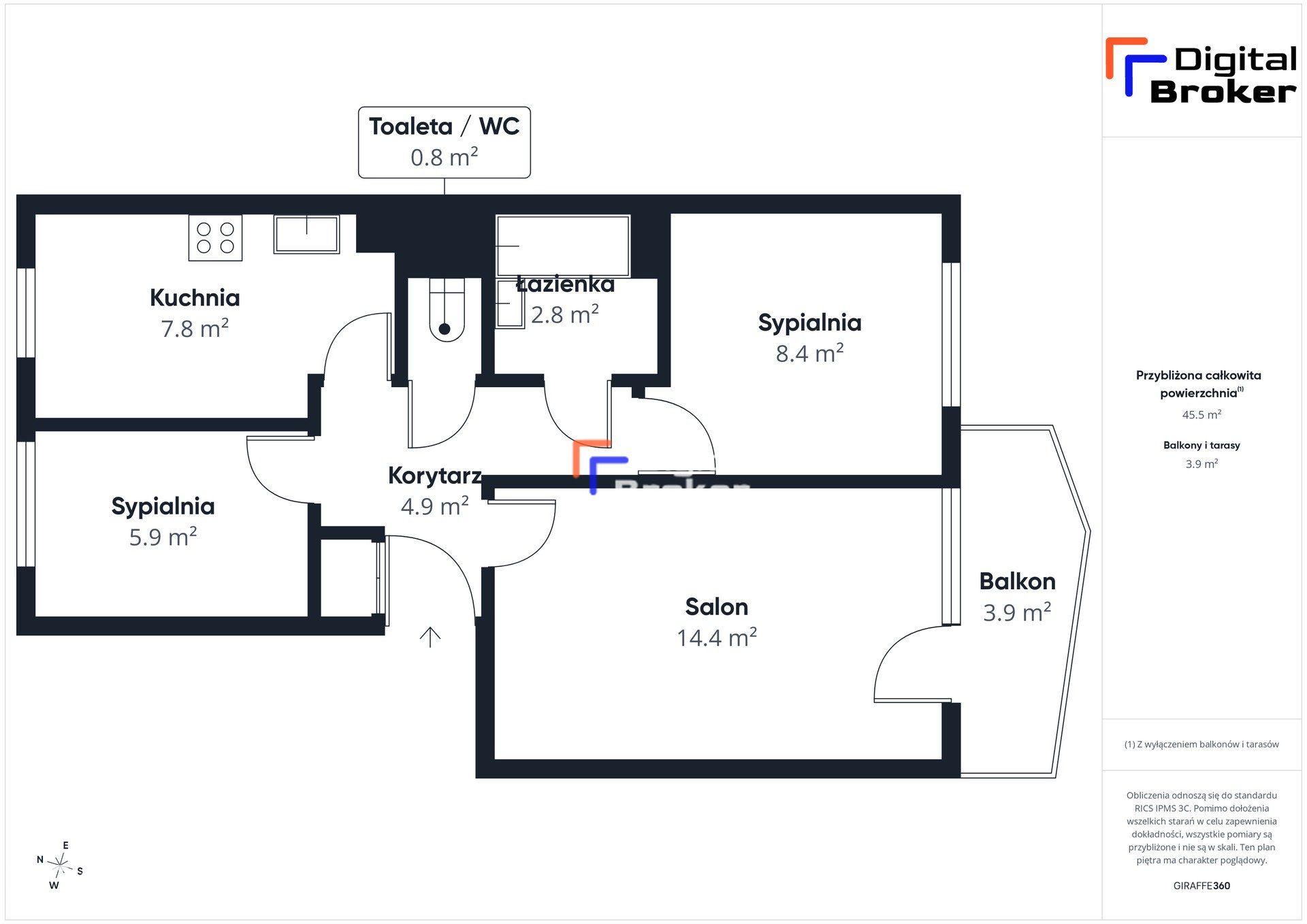 3 pokoje | 45 m² | Balkon + winda | Kwartowa - zdjęcie 11