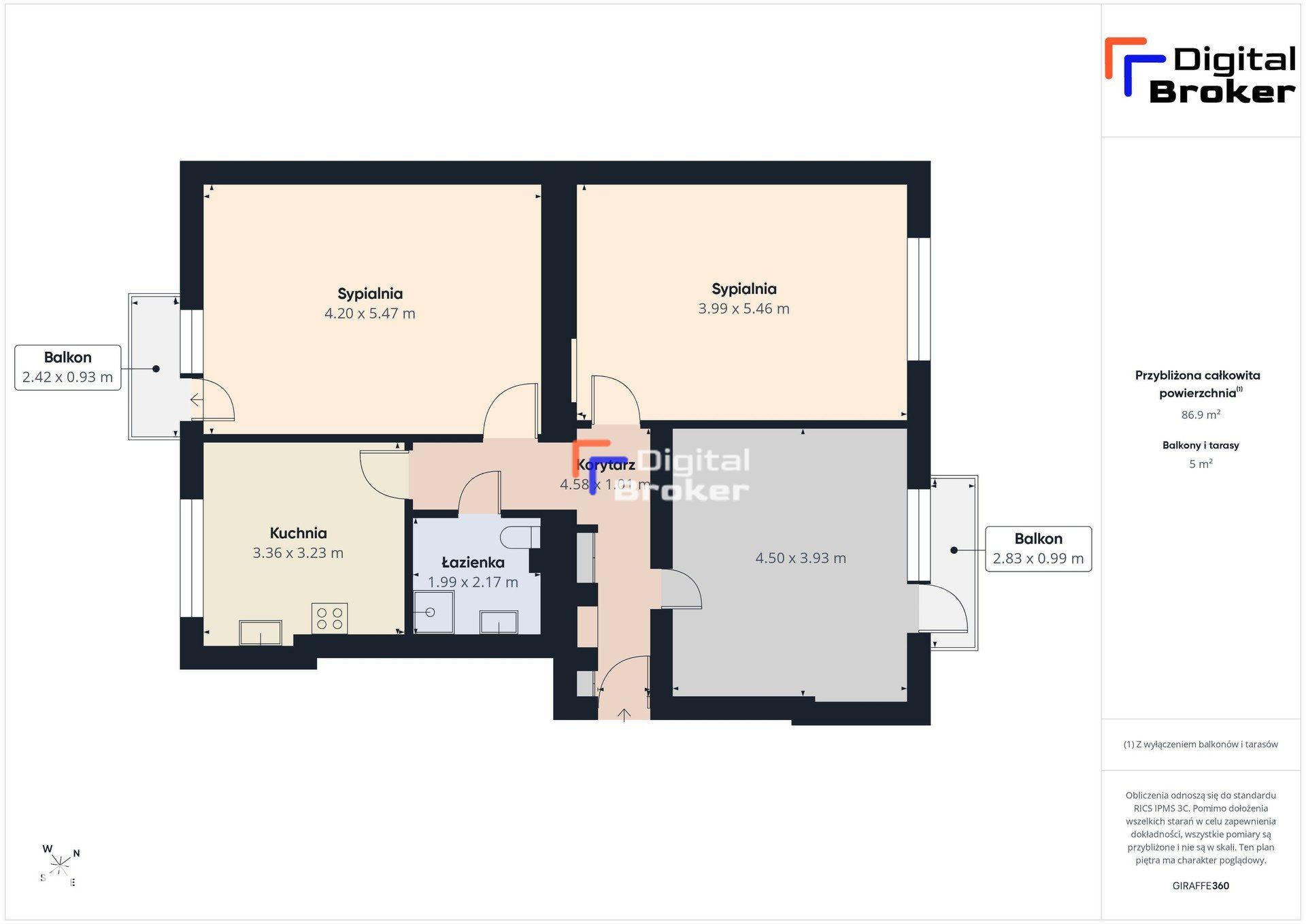 3 pokoje w centrum Lublina | 86,86 m² | 2 balkony | 2. piętro | - zdjęcie 18