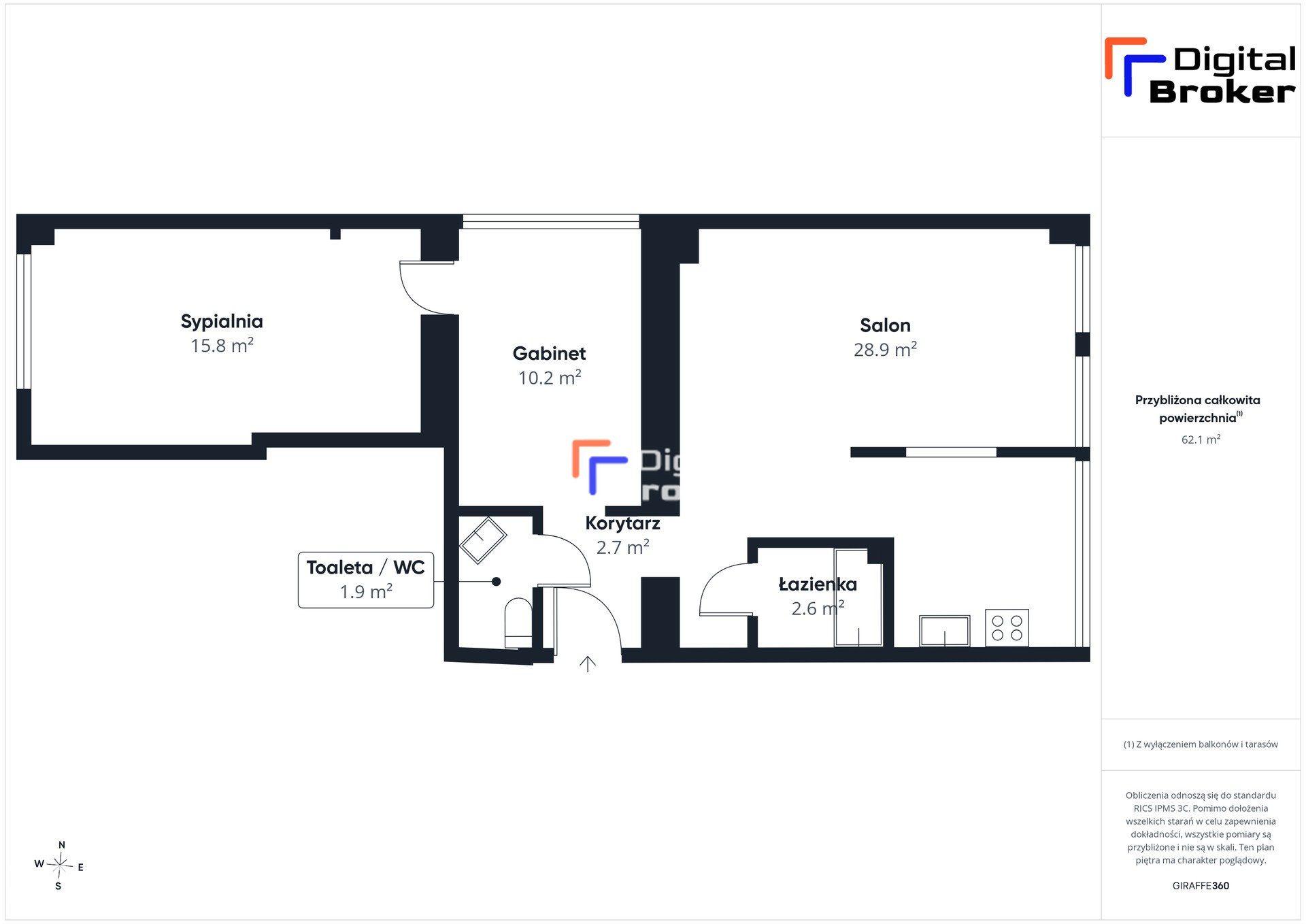 62 m²/ 3 pokoje/5. piętro/Winda/Do wprowadzenia - zdjęcie 17