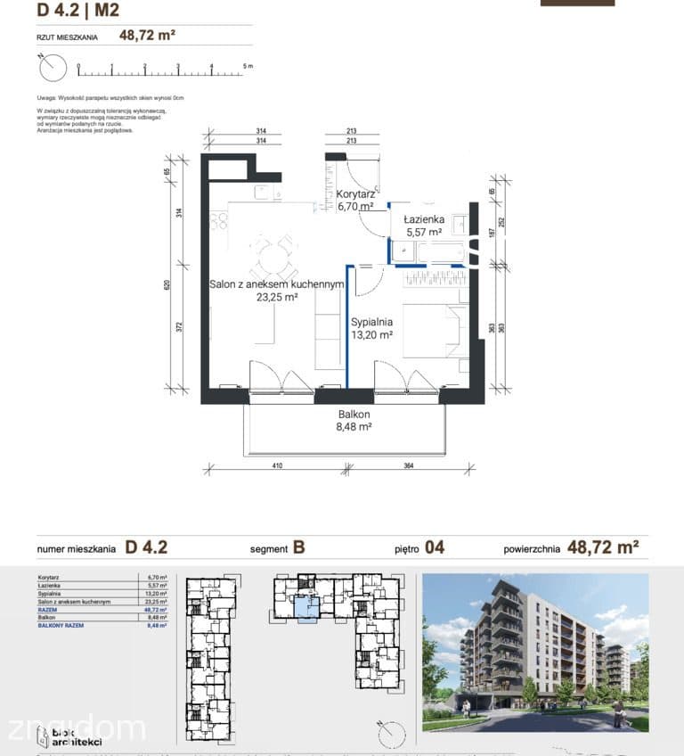 Zabłocie | 2 pokoje 48,7 m² | Duży balkon 8,5 m² - zdjęcie 2
