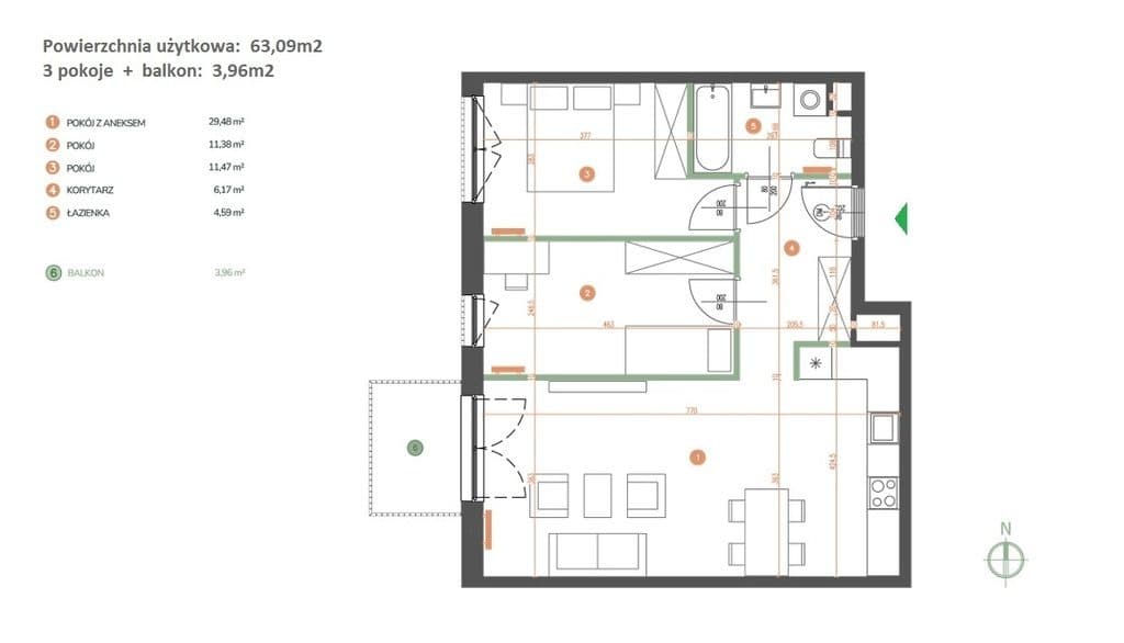 Komfortowe 3 pokoje balkon garaż KL - zdjęcie 2