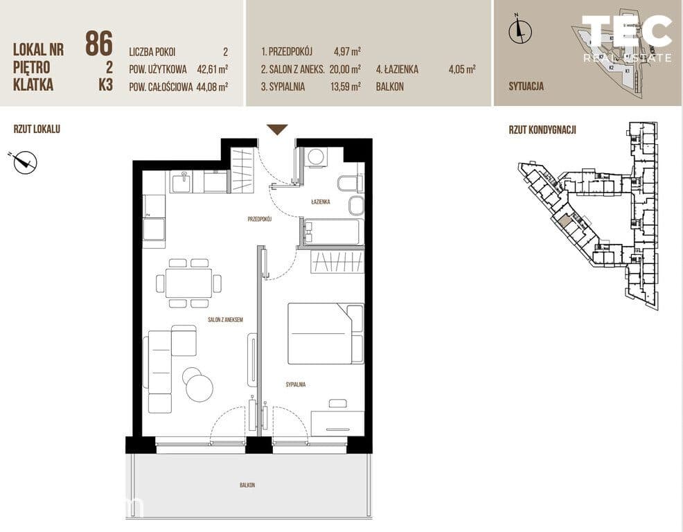 2 pokoje z balkonem 10m² | Podgórze | 0% - zdjęcie 2