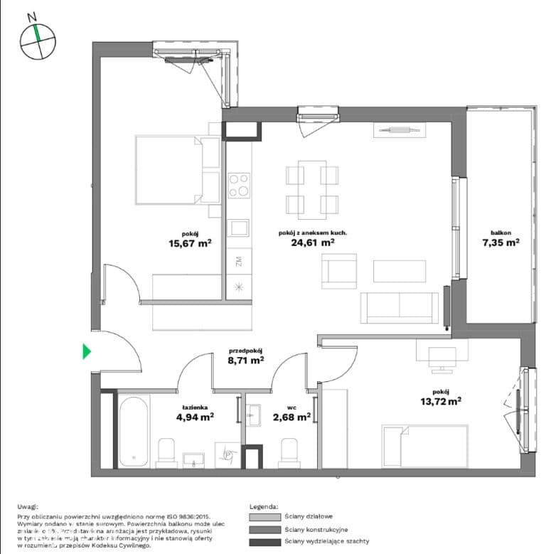 3 pokoje 70m2 stan deweloperski Bronowice Wielkie - zdjęcie 2