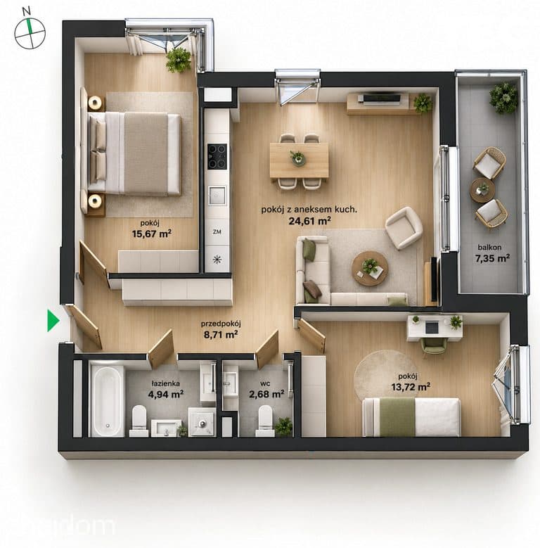 3 pokoje 70m2 stan deweloperski Bronowice Wielkie