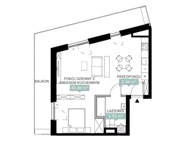 48,76 m² | balkon | MIKATO Katowice - zdjęcie 7