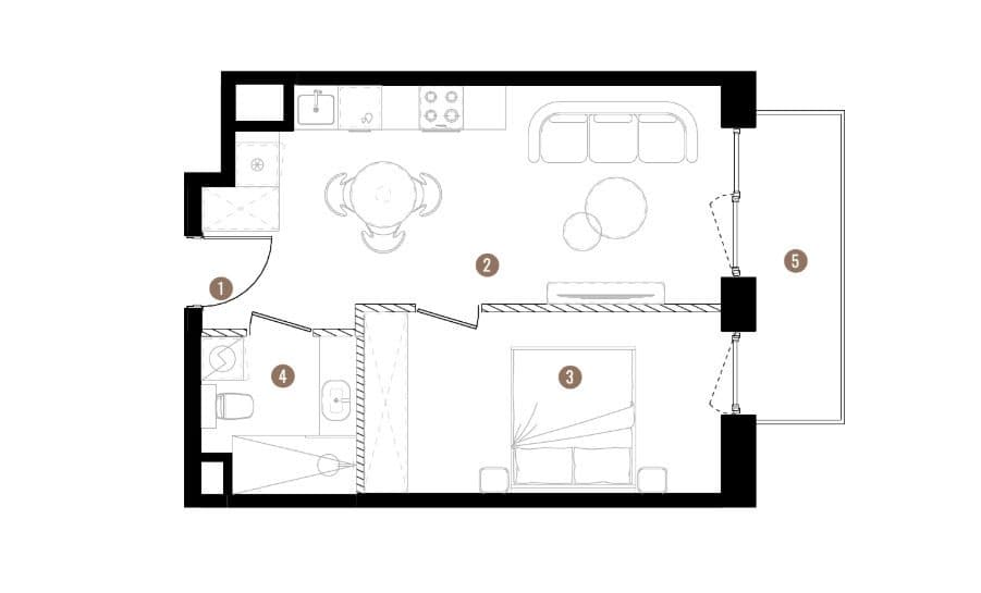 2 pokoje 36,99 m² | Balkon | Grundmanna - zdjęcie 9