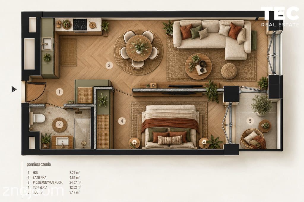 Mieszkanie 2-pokojowe | 43,98 m² | 6 piętro - zdjęcie 5