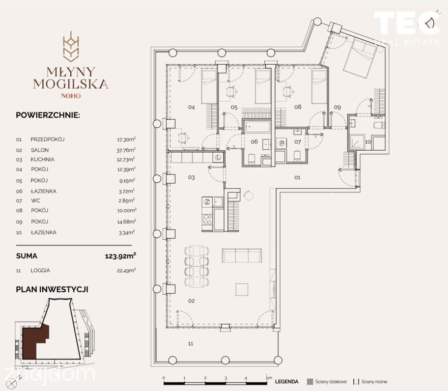 NOHO Młyny Mogilska | 12.p | 123,92 m² | Panorama - zdjęcie 3