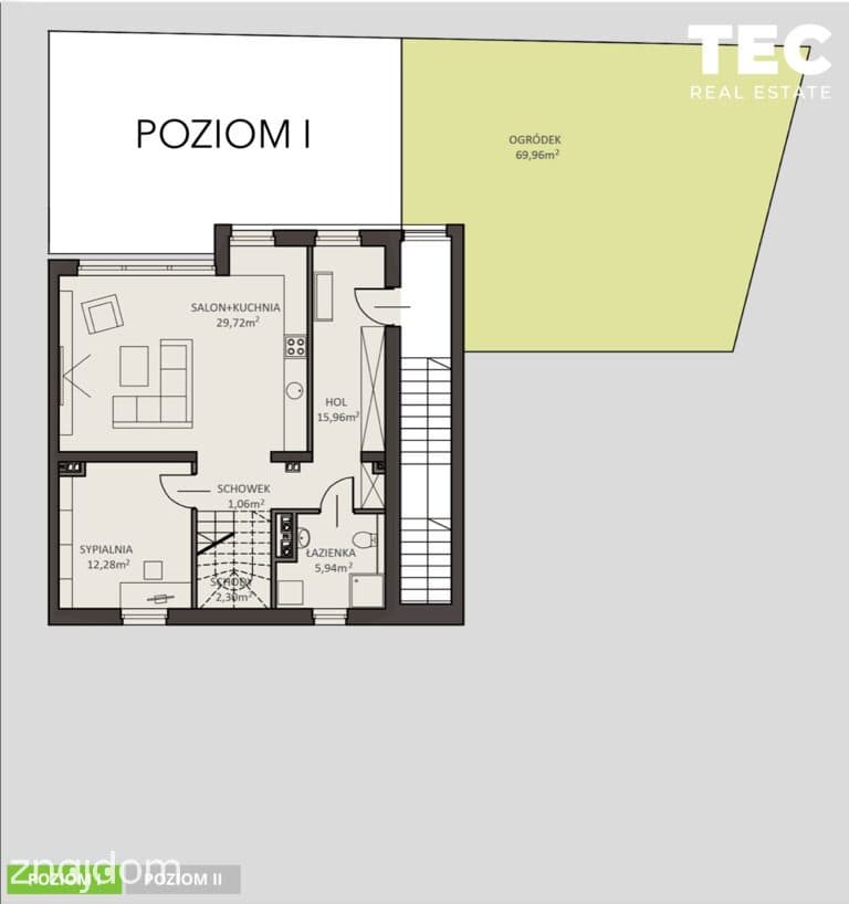 Dwupoziomowy apartament z ogrodem i dużym tarasem – Kraków, Bronowice - zdjęcie 19