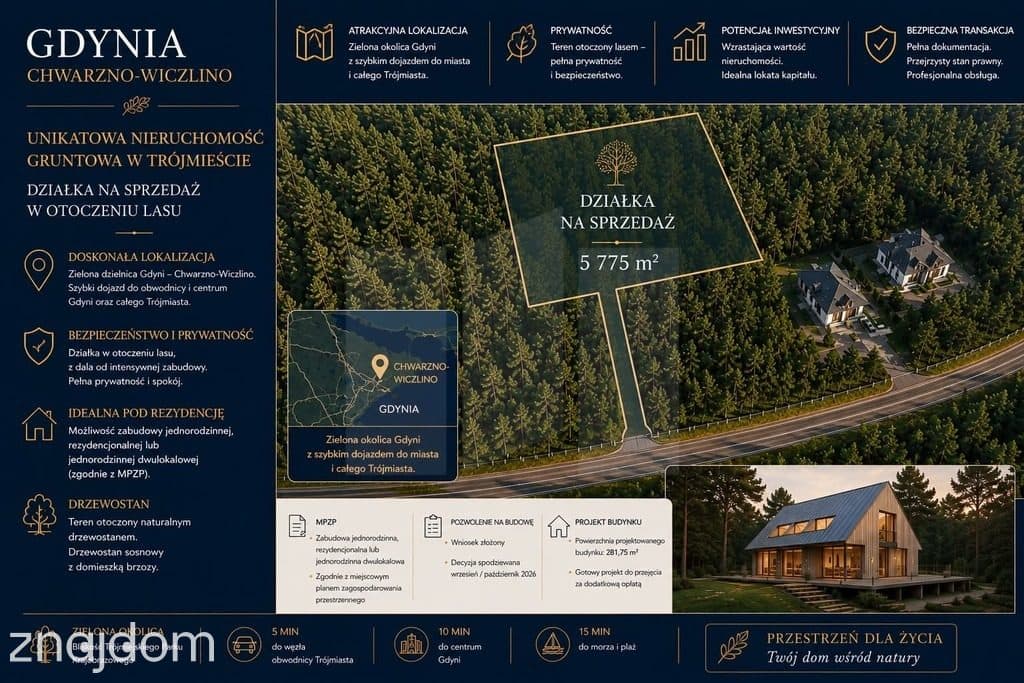Gdynia Wiczlino | działka pod rezydencję w lesie