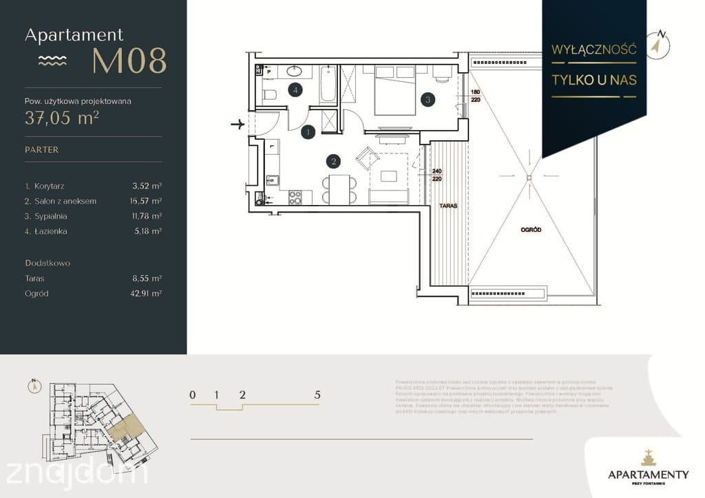 Apartament M08 - Kameralne wnętrze, duży ogród