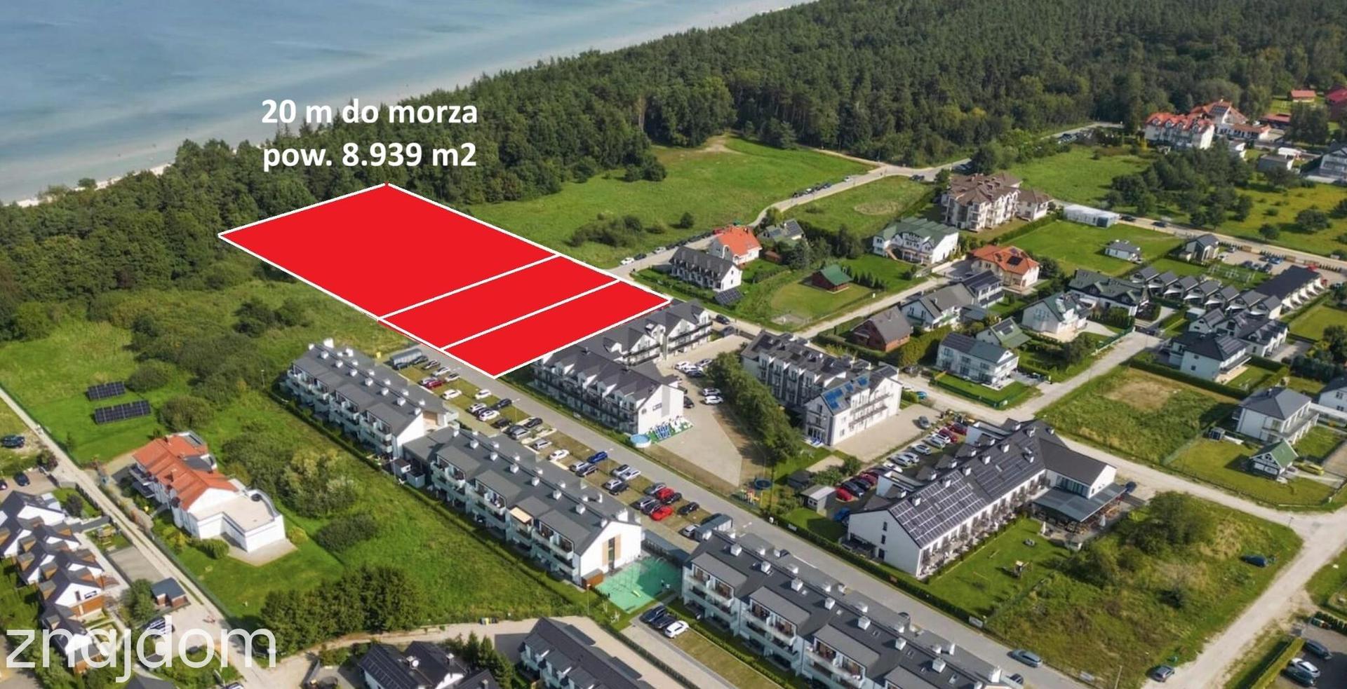 Grzybowo działka dla dewelopera, inwestora 20 m od morza.