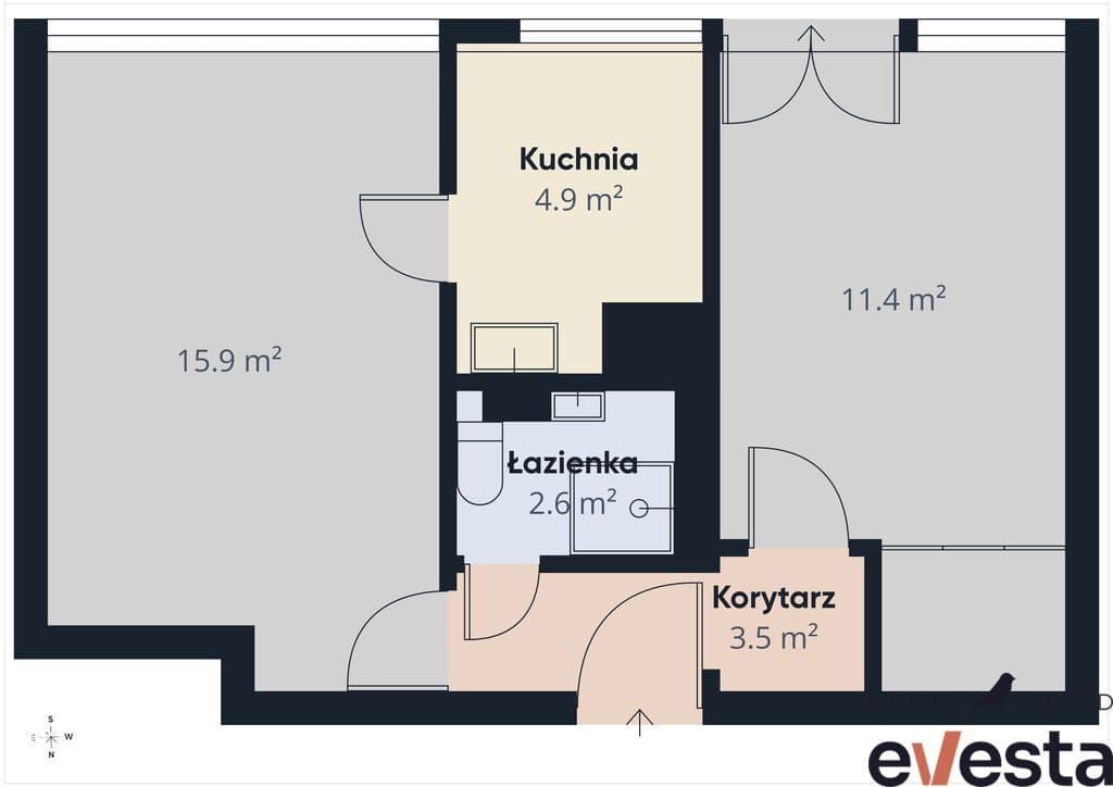 2 pokoje 38 m² Wrocław Huby ul. Widna - zdjęcie 15