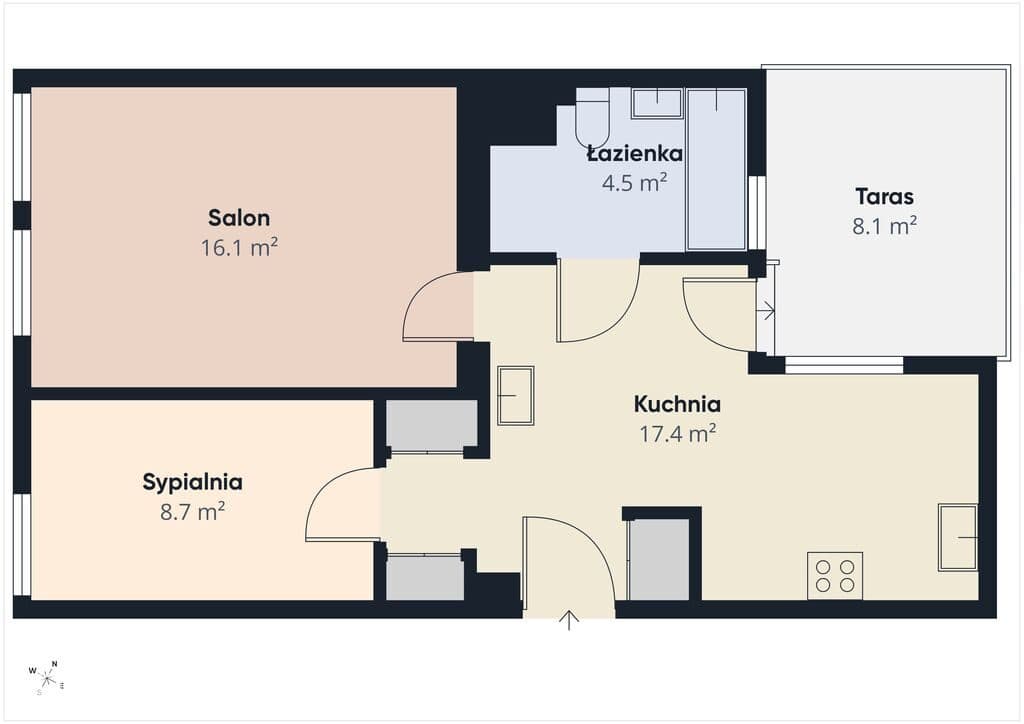 2 pok. rozkładowe | Tarnogaj | 48 m2 | taras - zdjęcie 16