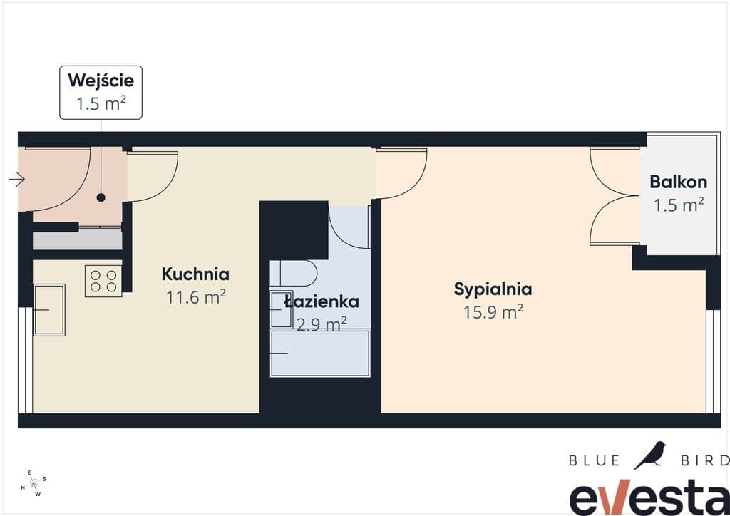 Przy rynku | Balkon | 33,5 m² | Osobna kuchnia - zdjęcie 5