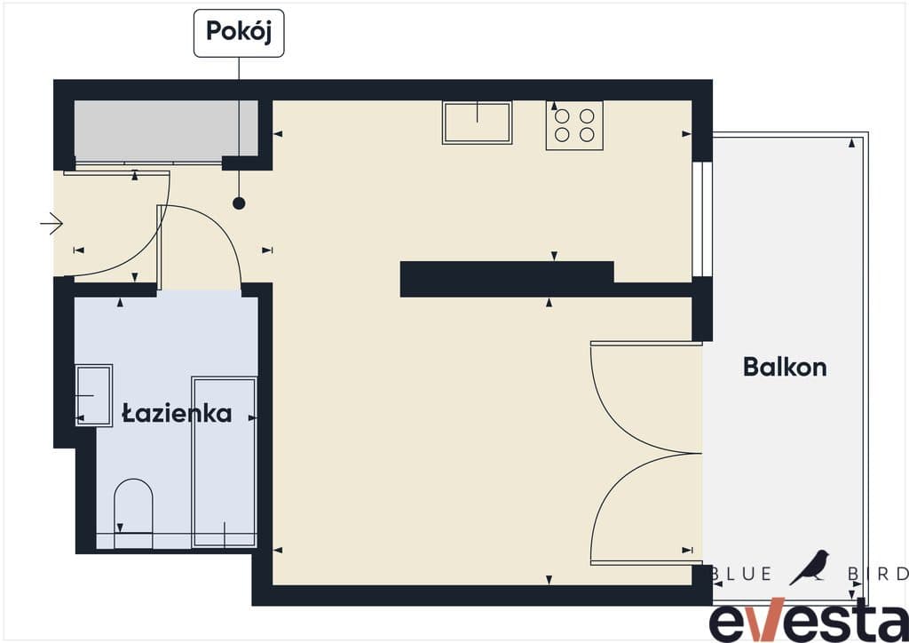 Kawalerka 25, 5 m², duży balkon, komórka - zdjęcie 15