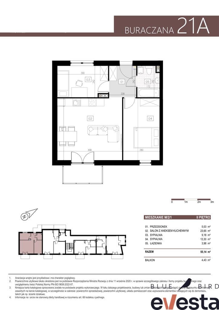 3 POKOJE Z BALKONEM | 55,14 M² | KLECINA - zdjęcie 6