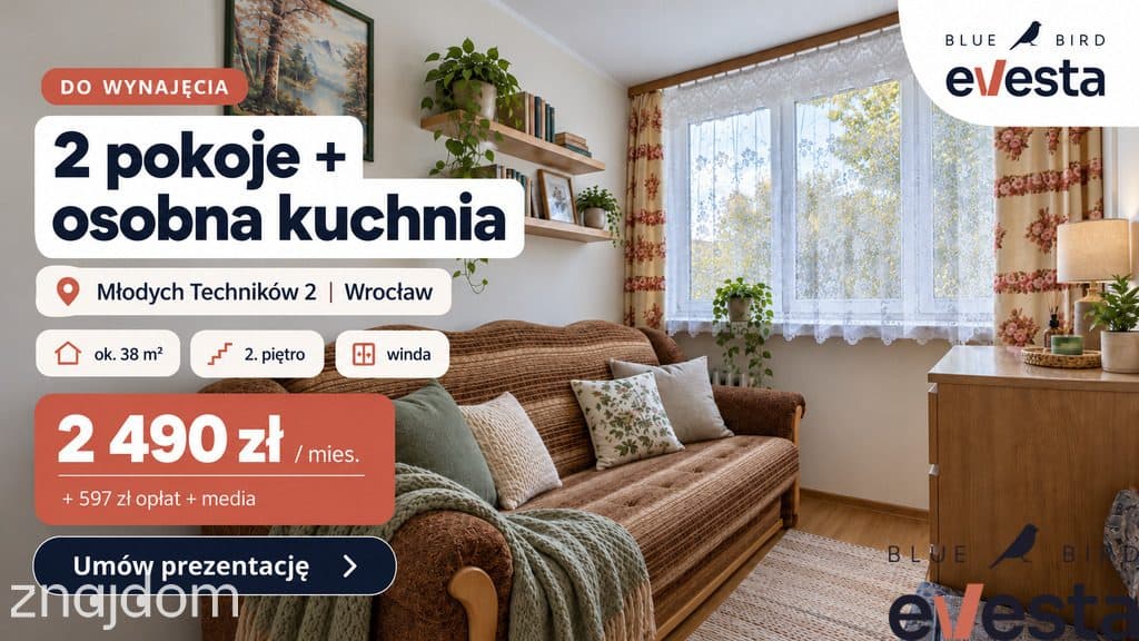 2 pokoje | osobna kuchnia | Młodych Techników