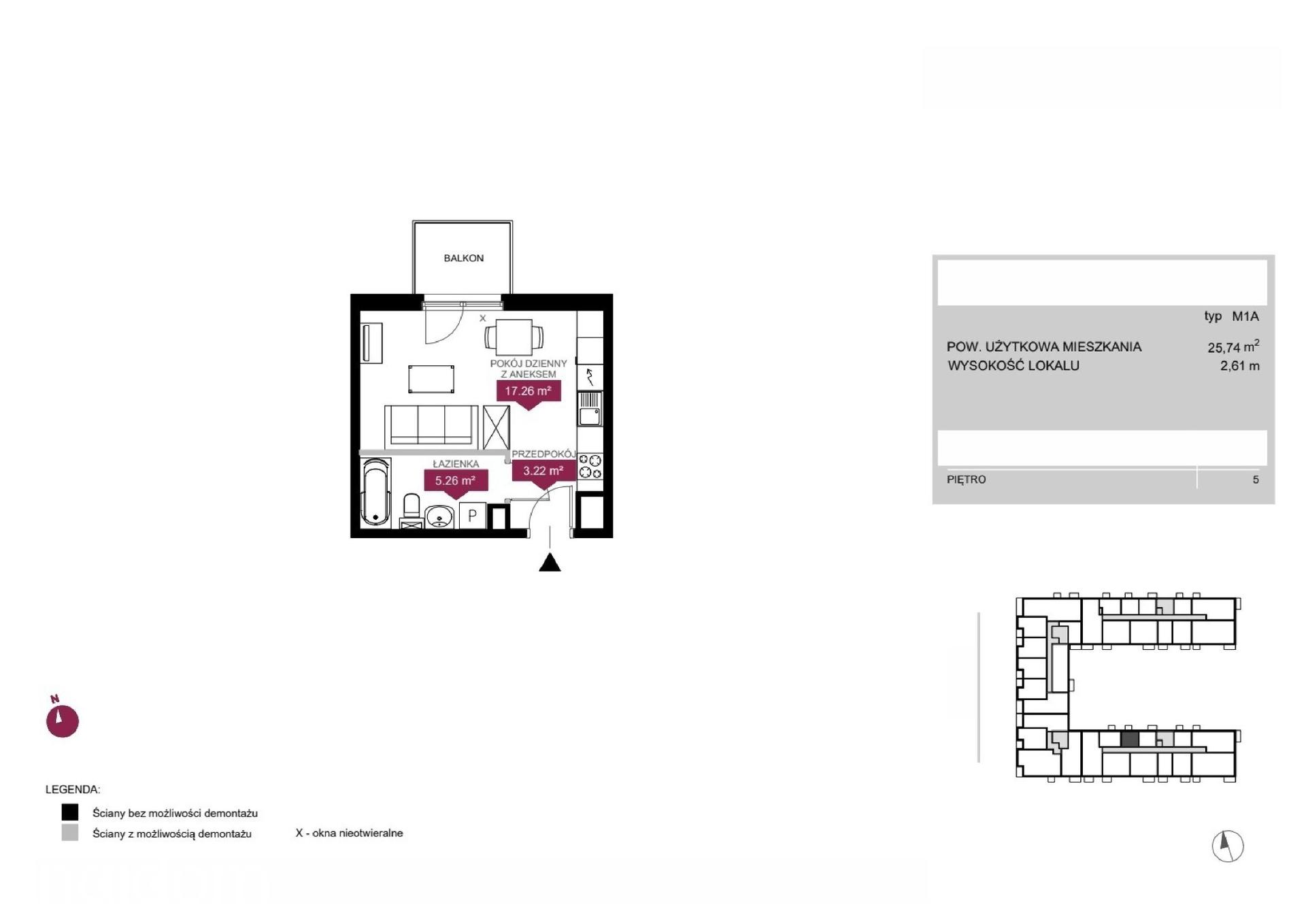 Mieszkanie 1-pokojowe 25.7m² - Wieża Jeżyce etap III - Wieża Jeżyce etap III