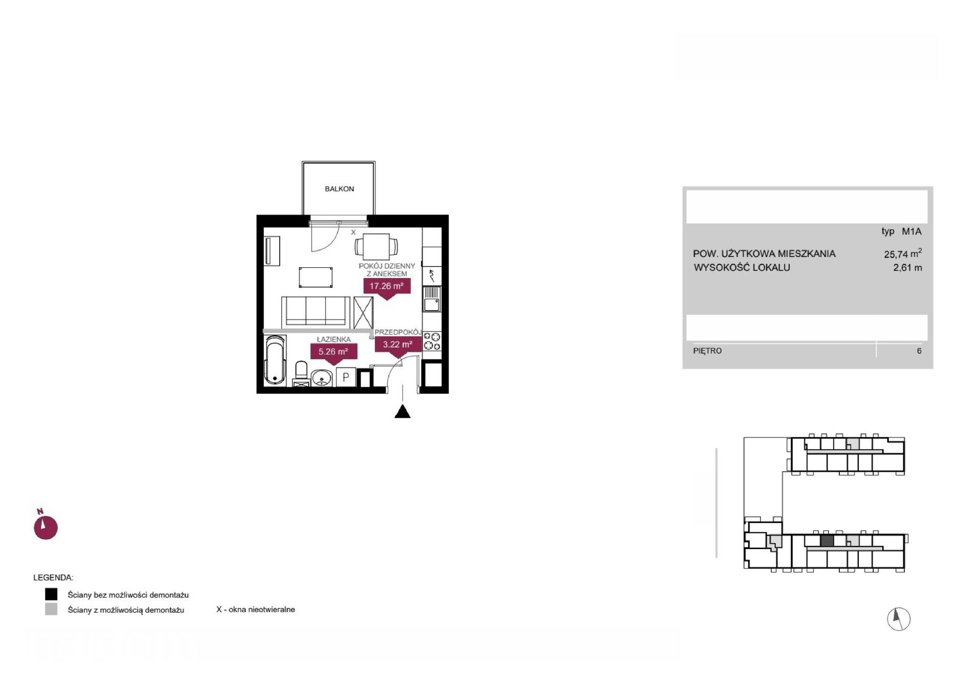 Mieszkanie 1-pokojowe 25.7m² - Wieża Jeżyce etap III - Wieża Jeżyce etap III
