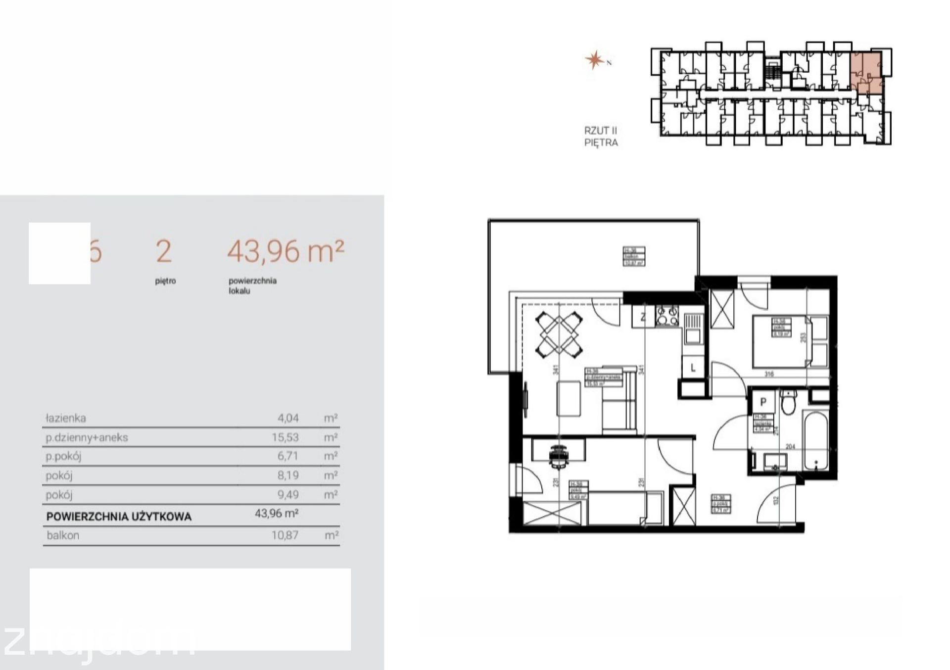 Mieszkanie 3-pokojowe 44.0m² - Nowe Flisy bud. H - Nowe Flisy bud. H