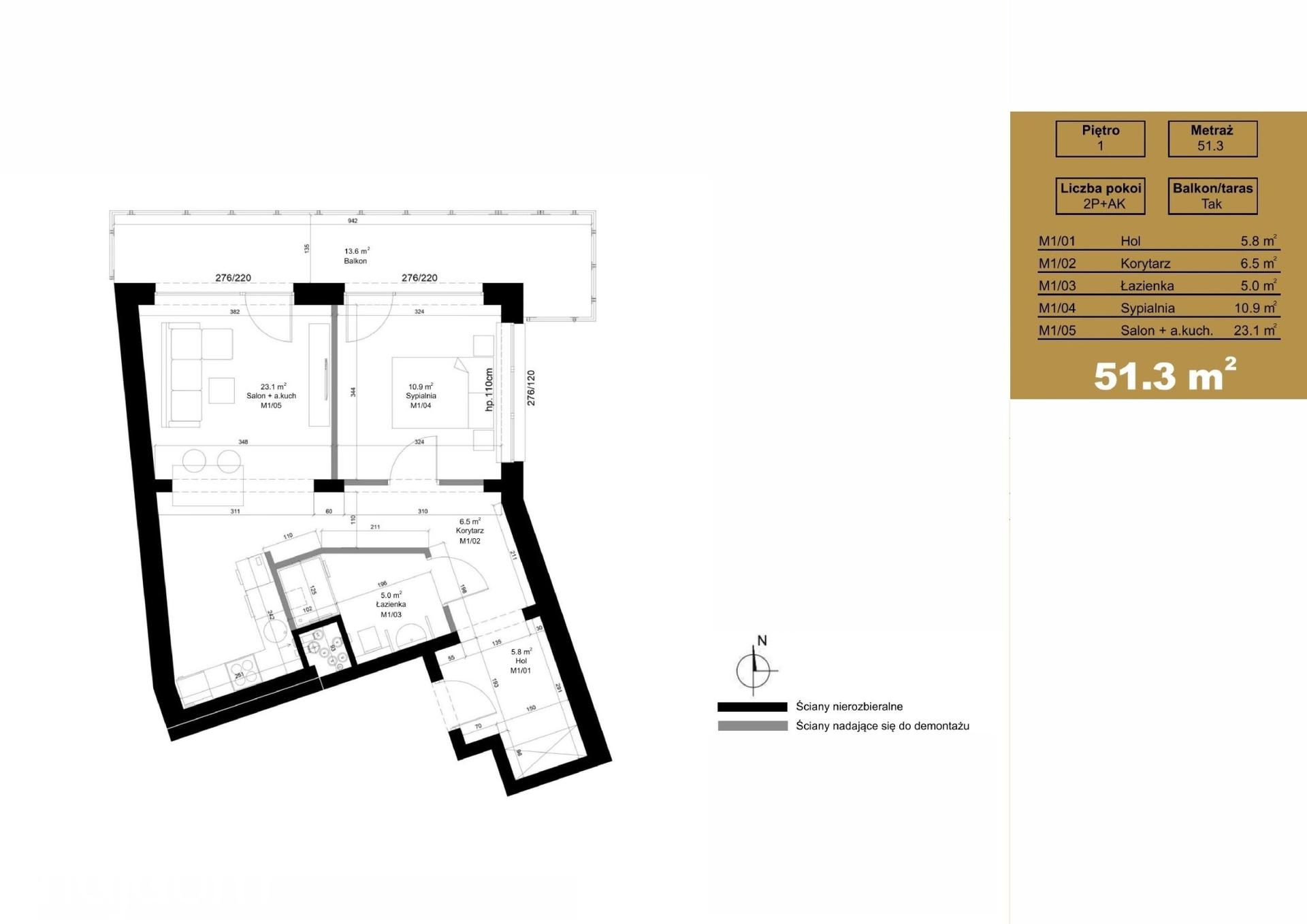 Mieszkanie 2-pokojowe 51.3m² - Rezydencja Winiary - Rezydencja Winiary