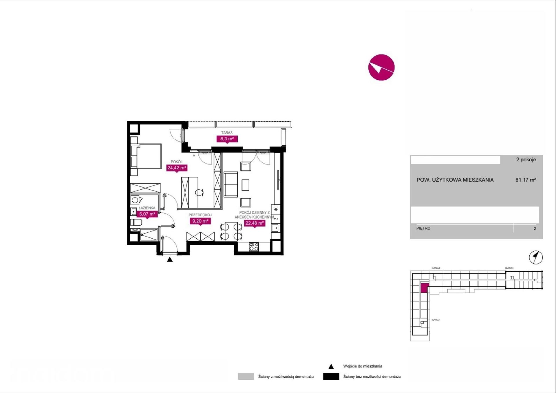 Mieszkanie 2-pokojowe 61.2m² - Osiedle Fuzja Lofty G02 - Osiedle Fuzja Lofty G02