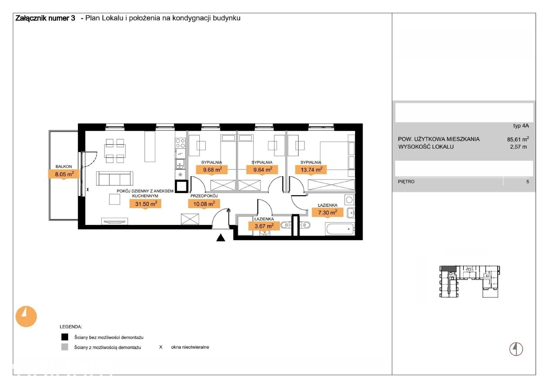 Mieszkanie 4-pokojowe 85.6m² - Zenit etap 5D - Zenit etap 5D